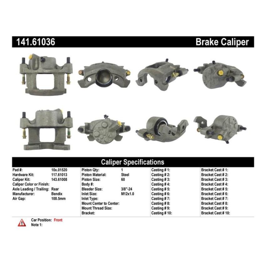 CENTRIC PARTS 141.61036 Centric Semi-Loaded Brake Caliper