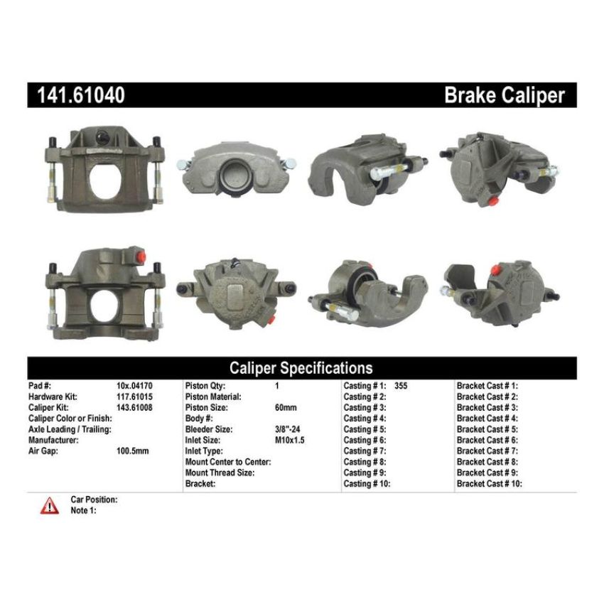 CENTRIC PARTS 141.61040 Centric Semi-Loaded Brake Caliper