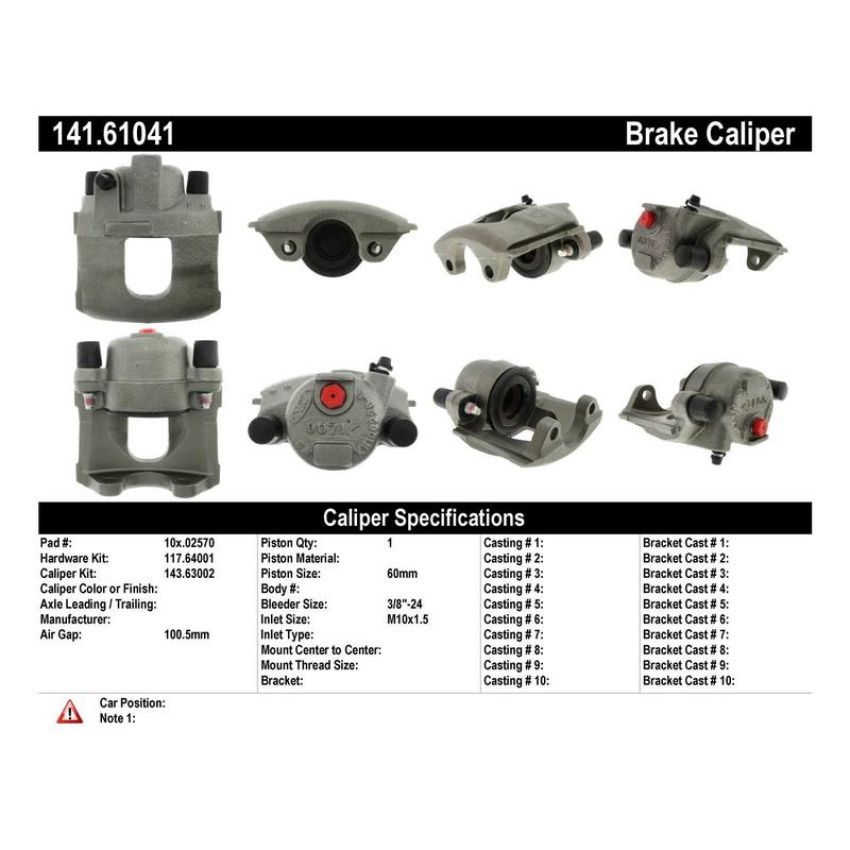 CENTRIC PARTS 141.61041 Centric Semi-Loaded Brake Caliper with New Phenolic Pistons