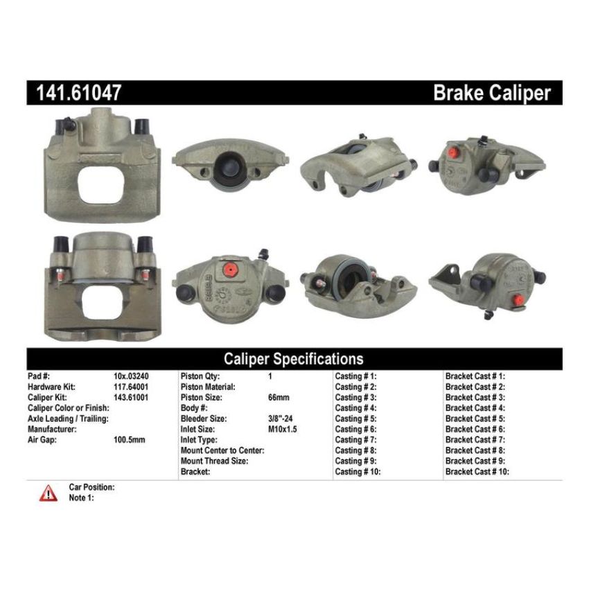 CENTRIC PARTS 141.61047 Centric Semi-Loaded Brake Caliper with New Phenolic Pistons