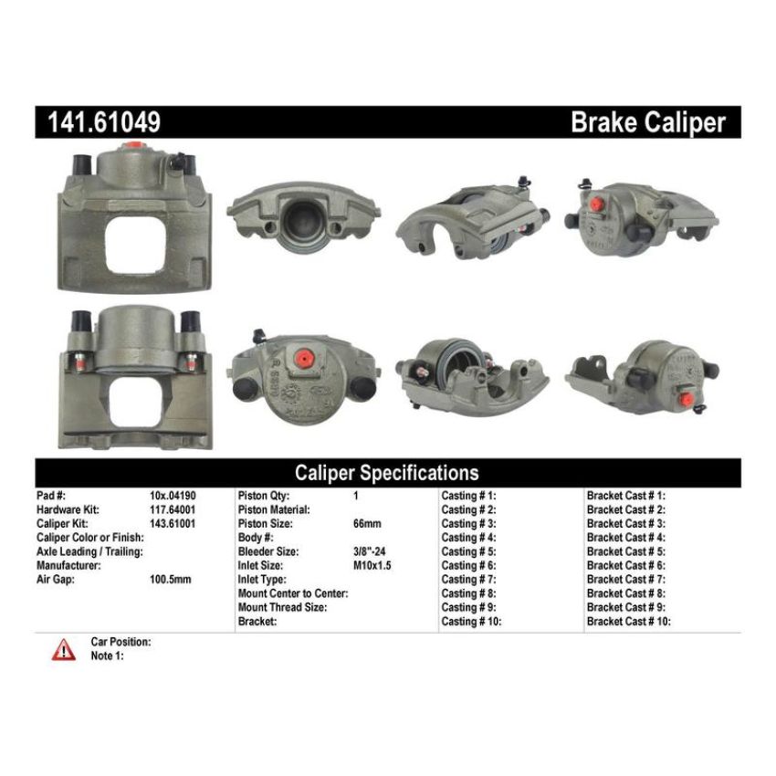 CENTRIC PARTS 141.61049 Centric Semi-Loaded Brake Caliper