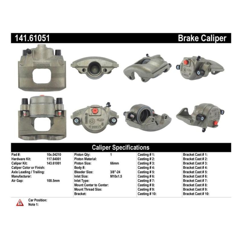 CENTRIC PARTS 141.61051 Centric Semi-Loaded Brake Caliper