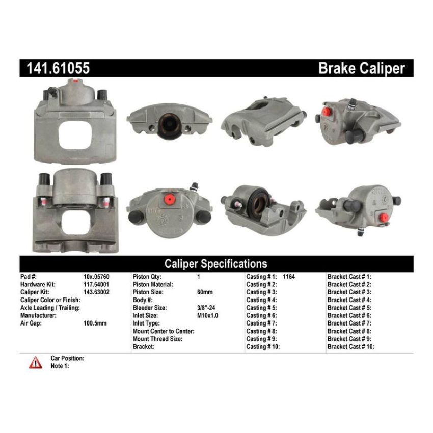 CENTRIC PARTS 141.61055 Centric Semi-Loaded Brake Caliper with New Phenolic Pistons