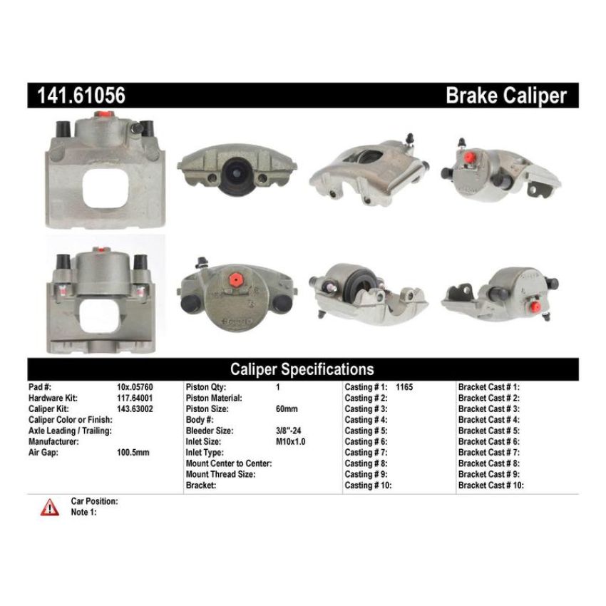 CENTRIC PARTS 141.61056 Centric Semi-Loaded Brake Caliper with New Phenolic Pistons
