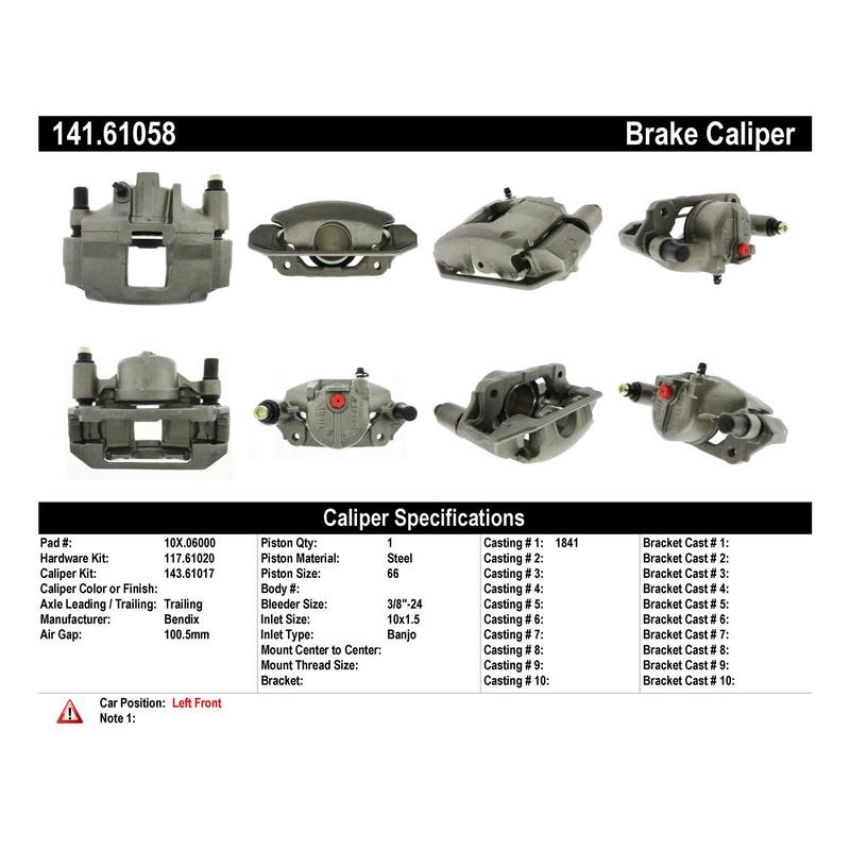 CENTRIC PARTS 141.61058 Centric Semi-Loaded Brake Caliper