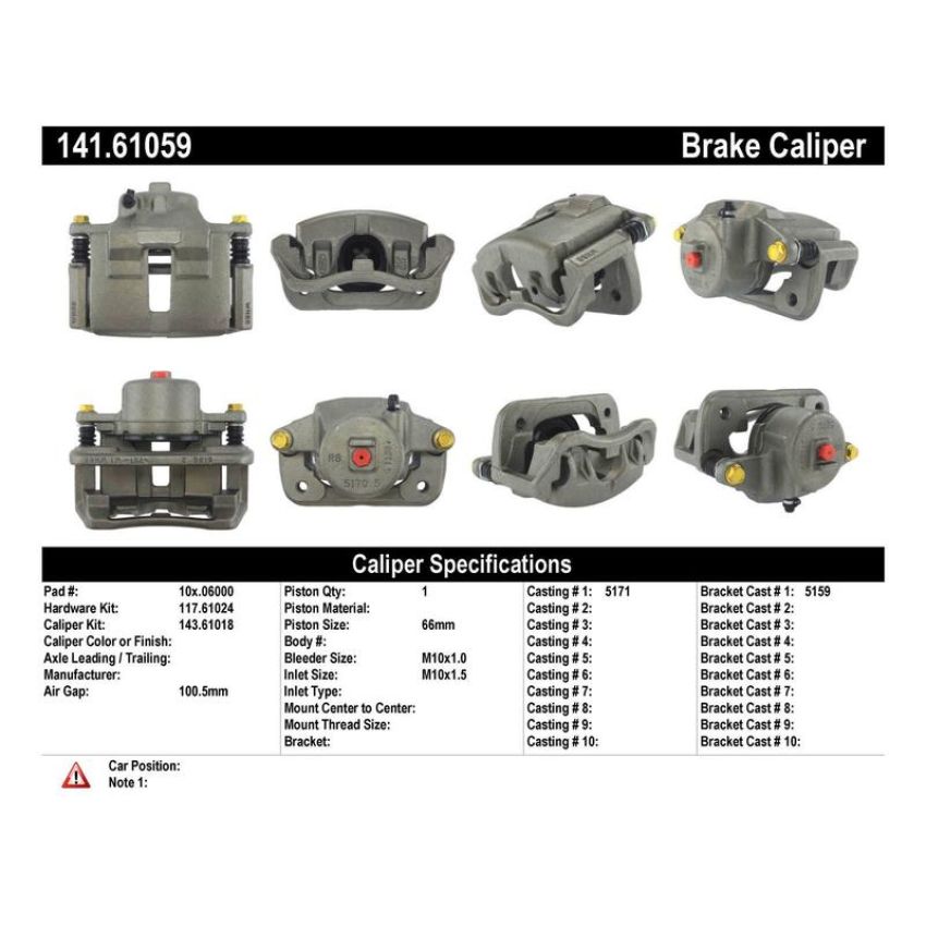 CENTRIC PARTS 141.61059 Centric Semi-Loaded Brake Caliper with New Phenolic Pistons