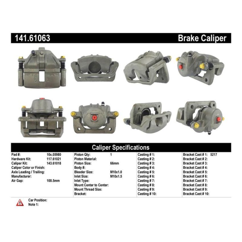 CENTRIC PARTS 141.61063 Centric Semi-Loaded Brake Caliper