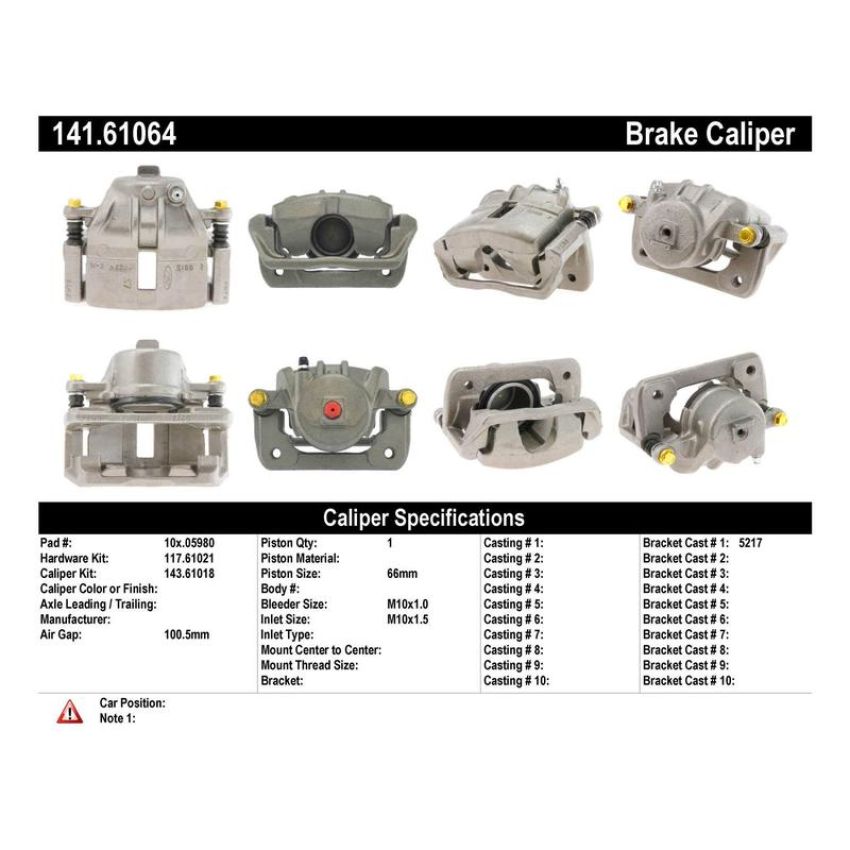 CENTRIC PARTS 141.61064 Centric Semi-Loaded Brake Caliper