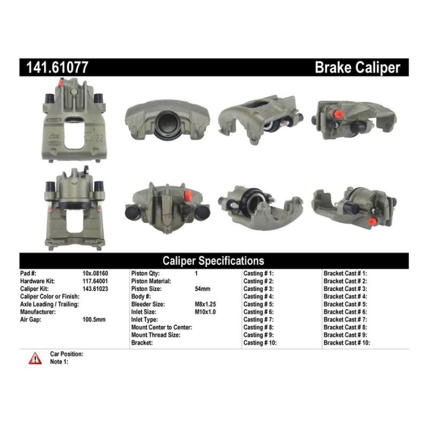 CENTRIC PARTS 141.61077 Centric Semi-Loaded Brake Caliper