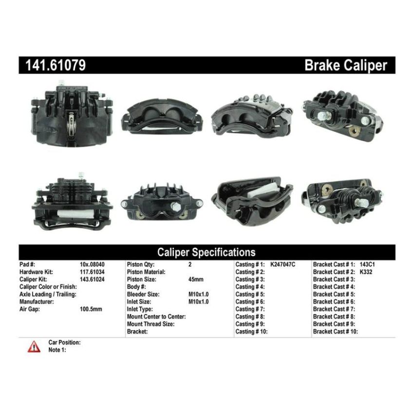 CENTRIC PARTS 141.61079 Centric Semi-Loaded Brake Caliper with New Phenolic Pistons