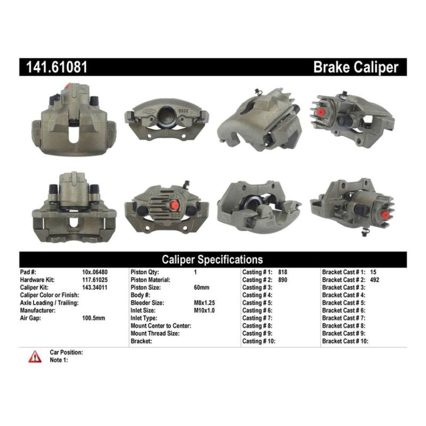 CENTRIC PARTS 141.61081 Centric Semi-Loaded Brake Caliper