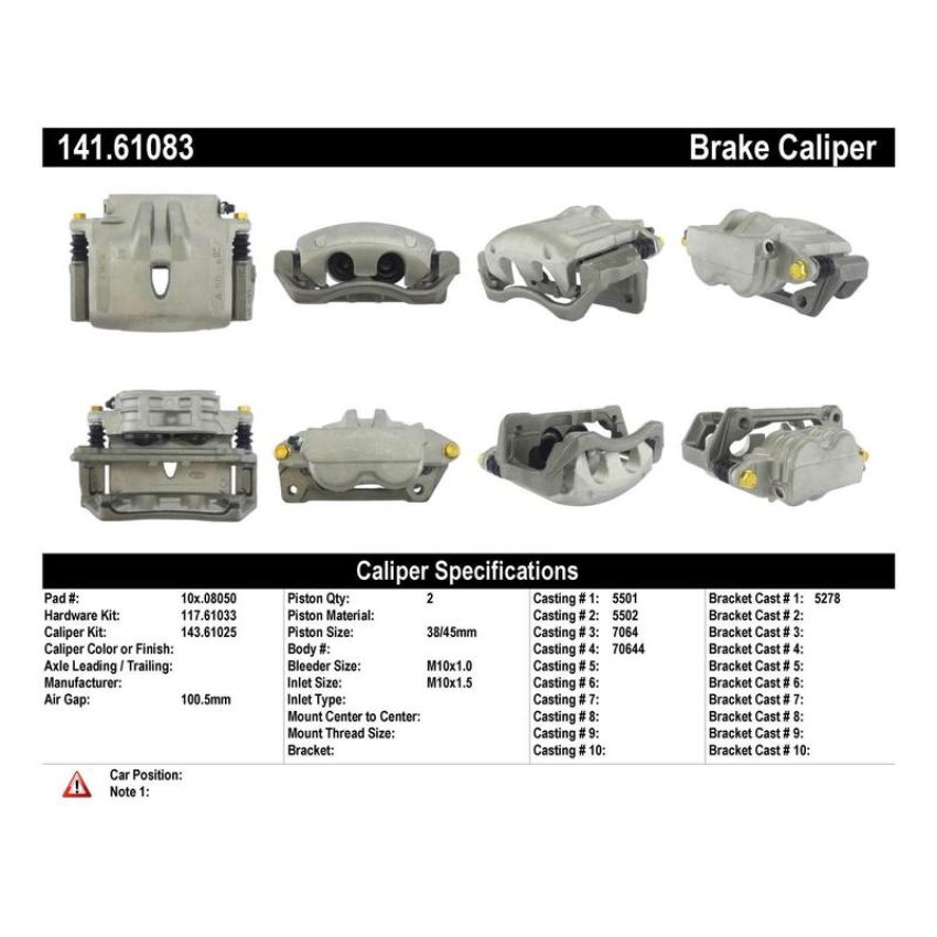 CENTRIC PARTS 141.61083 Centric Semi-Loaded Brake Caliper with New Phenolic Pistons