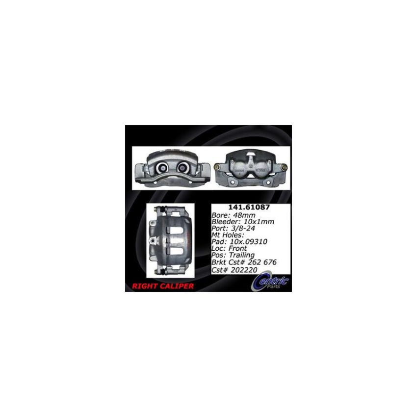 CENTRIC PARTS 141.61087 Centric Semi-Loaded Brake Caliper with New Phenolic Pistons