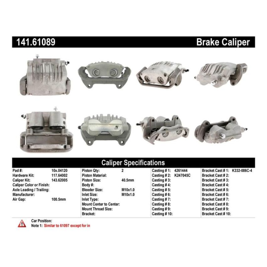 CENTRIC PARTS 141.61089 Centric Semi-Loaded Brake Caliper