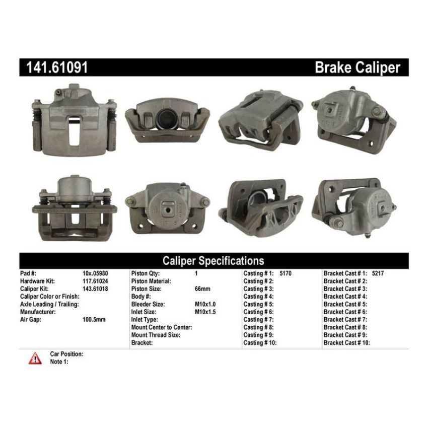 CENTRIC PARTS 141.61091 Centric Semi-Loaded Brake Caliper