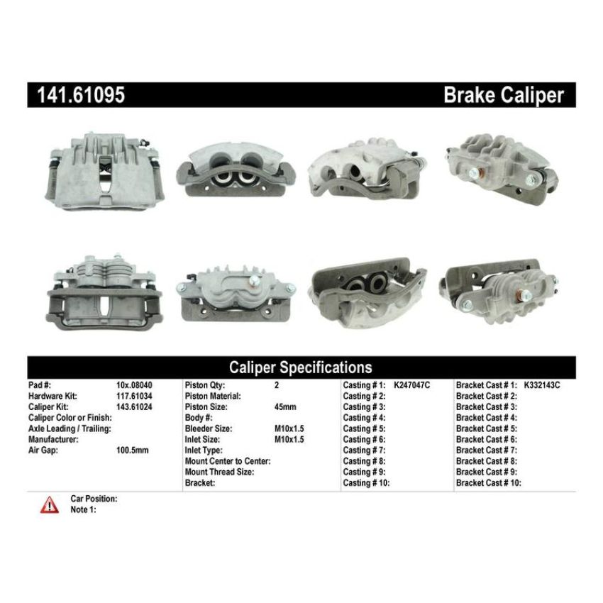 CENTRIC PARTS 141.61095 Centric Semi-Loaded Brake Caliper with New Phenolic Pistons