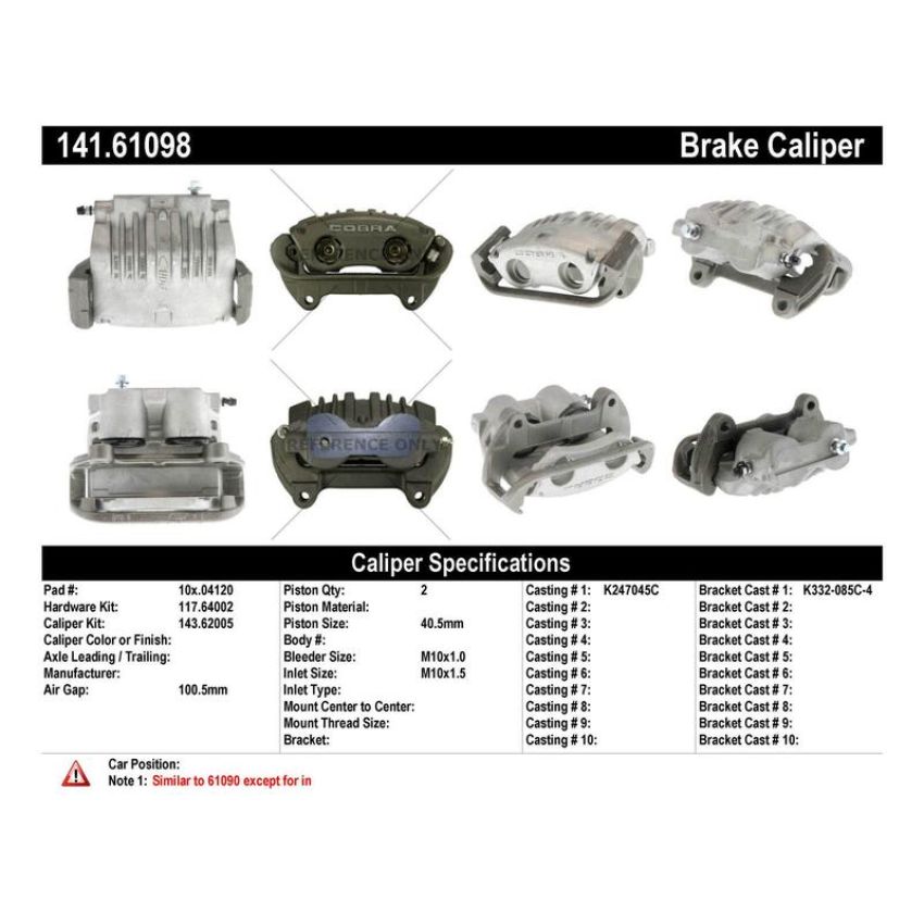 CENTRIC PARTS 141.61098 Centric Semi-Loaded Brake Caliper