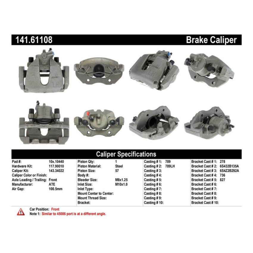 CENTRIC PARTS 141.61108 Centric Semi-Loaded Brake Caliper