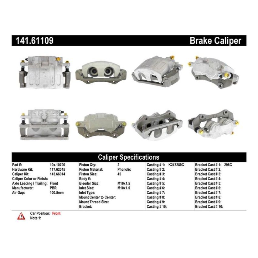 CENTRIC PARTS 141.61109 Centric Semi-Loaded Brake Caliper with New Phenolic Pistons