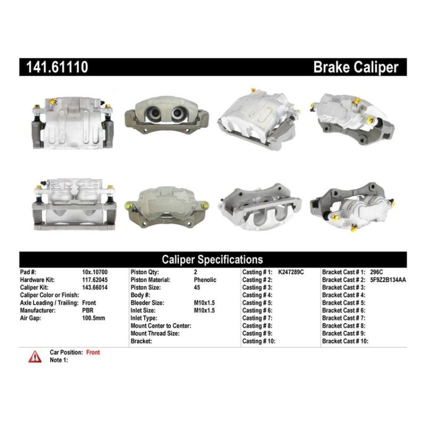CENTRIC PARTS 141.61110 Centric Semi-Loaded Brake Caliper with New Phenolic Pistons