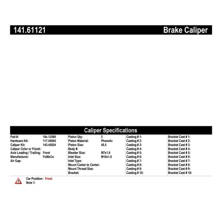 CENTRIC PARTS 141.61121 Centric Semi-Loaded Brake Caliper with New Phenolic Pistons