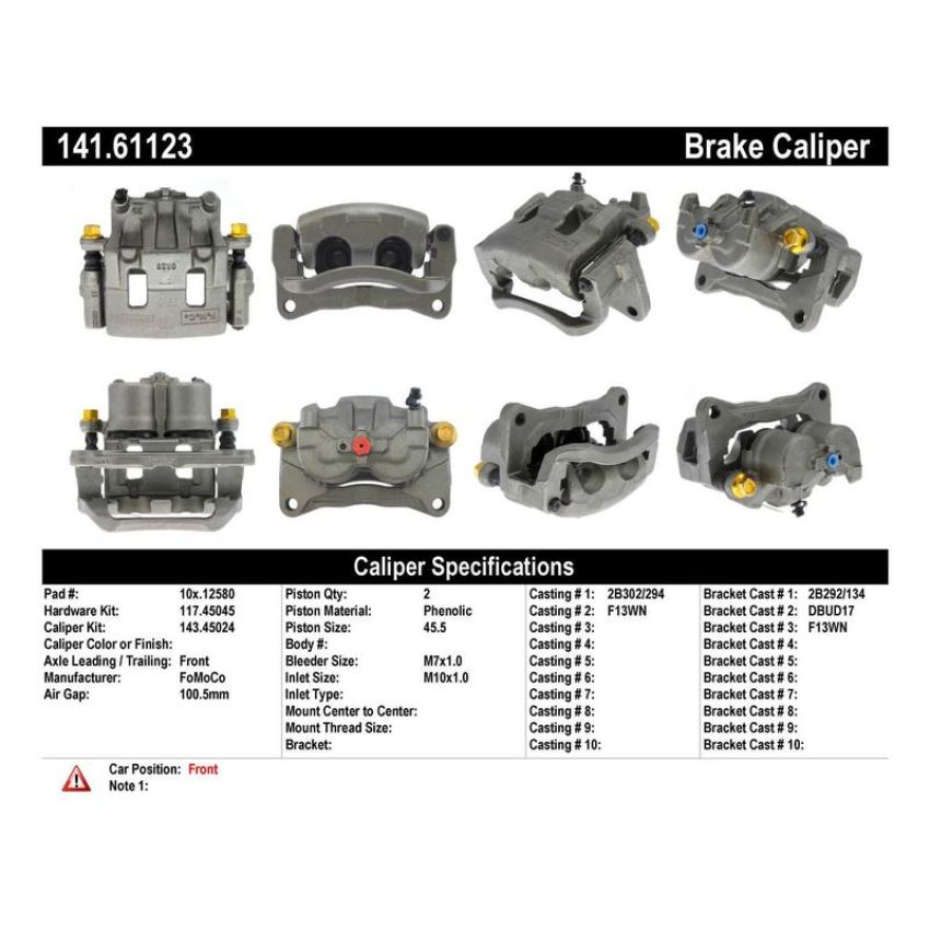 CENTRIC PARTS 141.61123 Centric Semi-Loaded Brake Caliper with New Phenolic Pistons