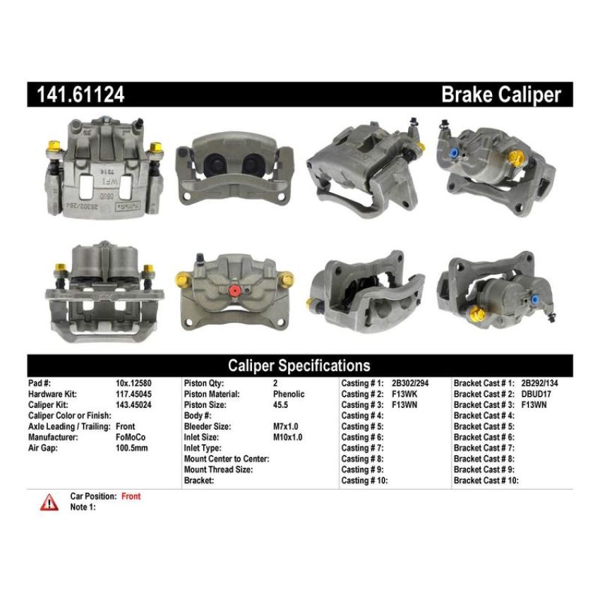 CENTRIC PARTS 141.61124 Centric Semi-Loaded Brake Caliper with New Phenolic Pistons