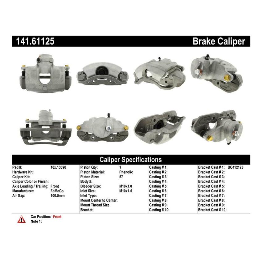 CENTRIC PARTS 141.61125 Centric Semi-Loaded Brake Caliper with New Phenolic Pistons
