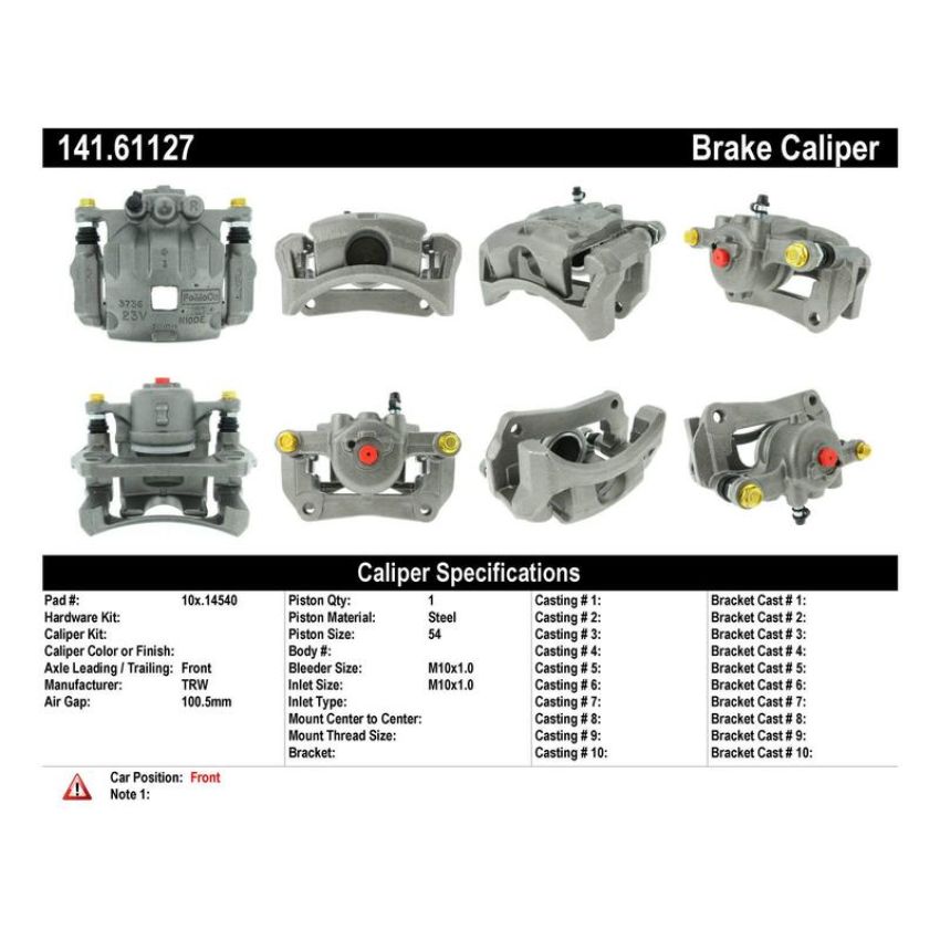 CENTRIC PARTS 141.61127 Centric Semi-Loaded Brake Caliper