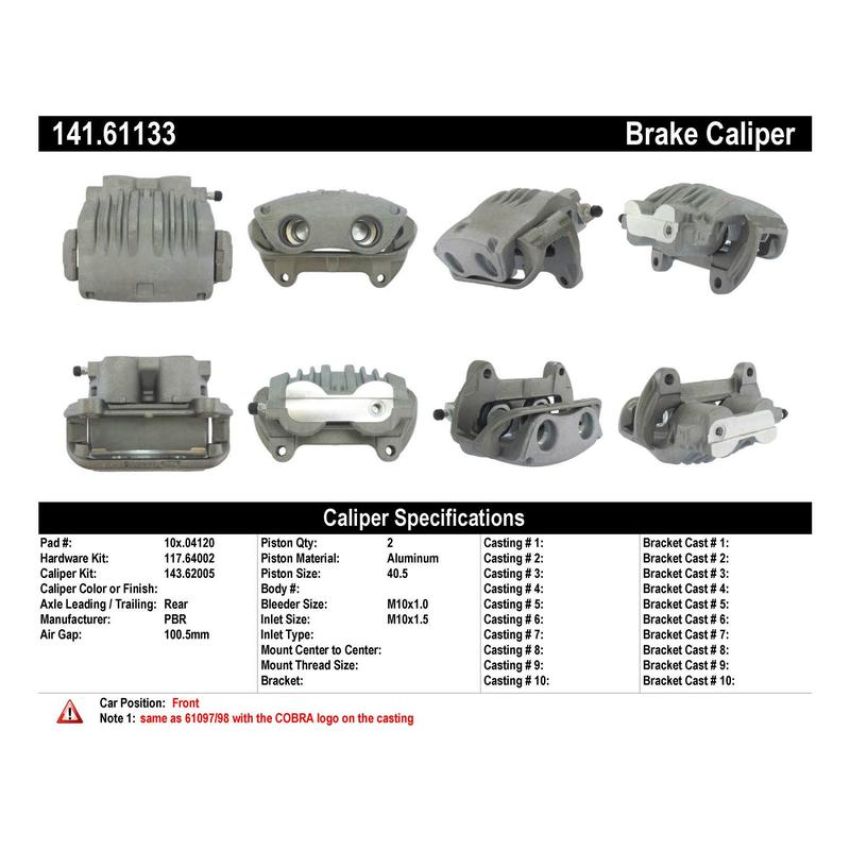CENTRIC PARTS 141.61133 Centric Semi-Loaded Brake Caliper