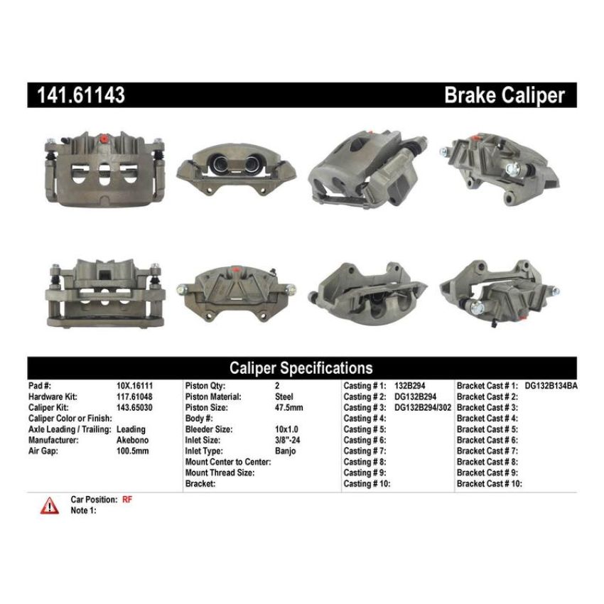 CENTRIC PARTS 141.61143 Centric Semi-Loaded Brake Caliper