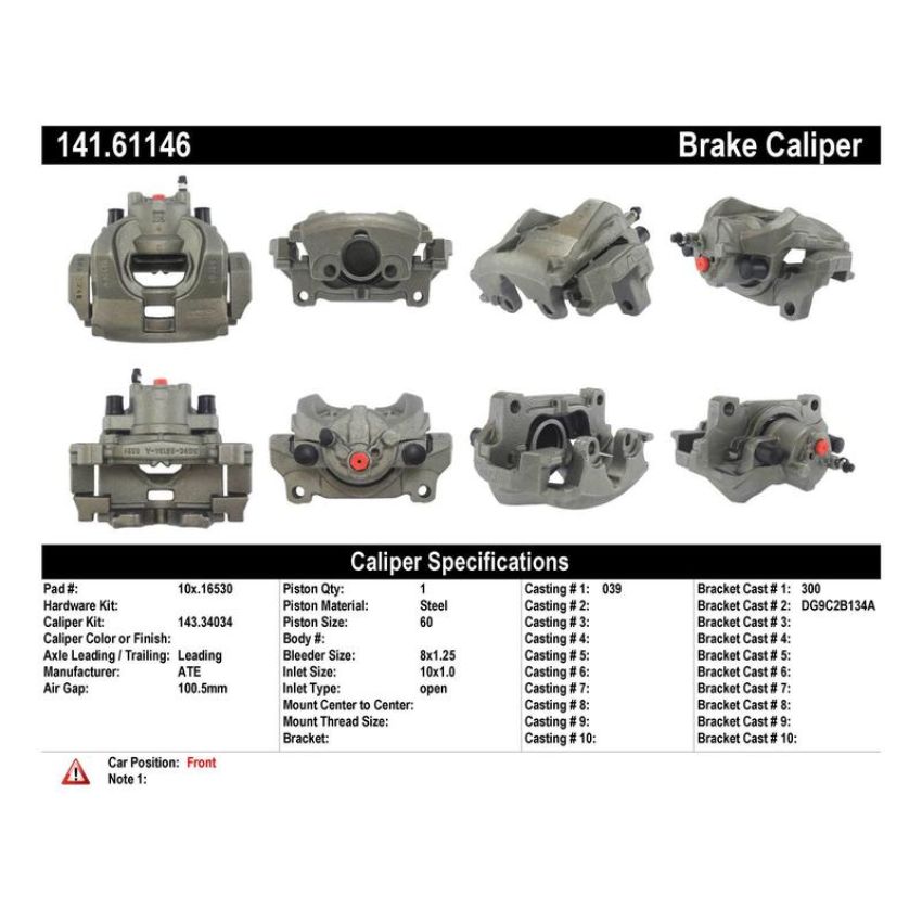 CENTRIC PARTS 141.61146 Centric Semi-Loaded Brake Caliper