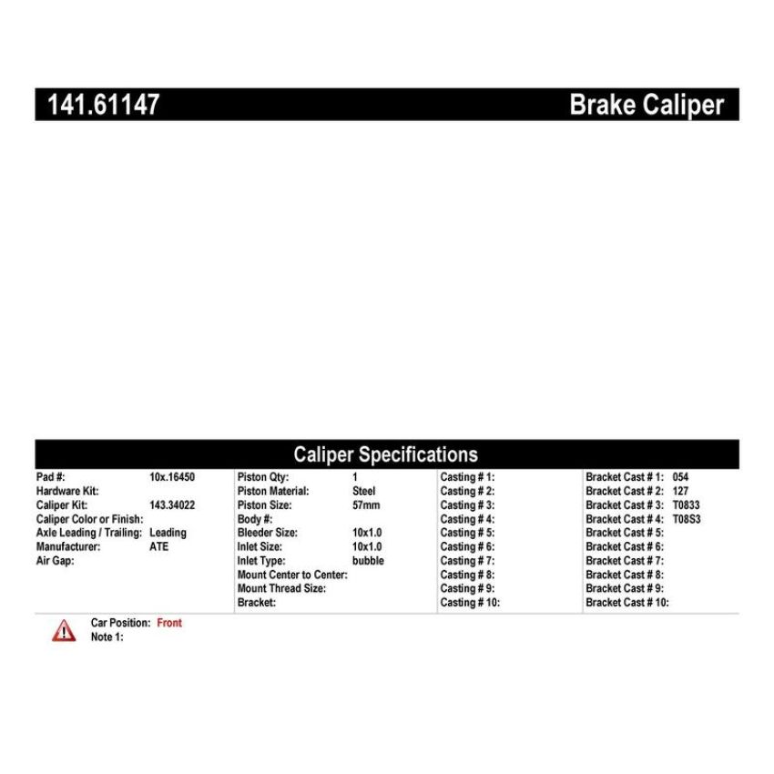 CENTRIC PARTS 141.61147 Centric Semi-Loaded Brake Caliper