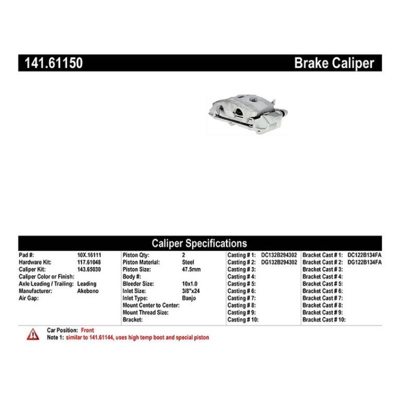 CENTRIC PARTS 141.61150 Centric Semi-Loaded Brake Caliper