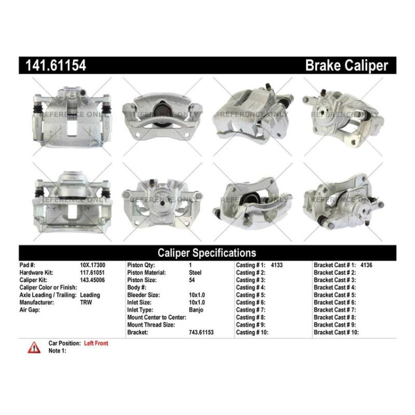 CENTRIC PARTS 141.61154 Centric Semi-Loaded Brake Caliper
