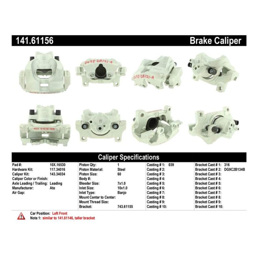 CENTRIC PARTS 141.61156 Centric Semi-Loaded Brake Caliper
