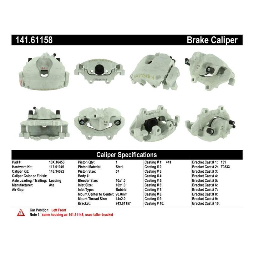 CENTRIC PARTS 141.61158 Centric Semi-Loaded Brake Caliper
