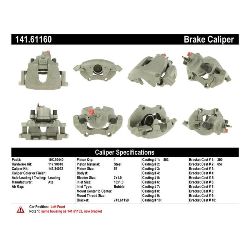CENTRIC PARTS 141.61160 Centric Semi-Loaded Brake Caliper