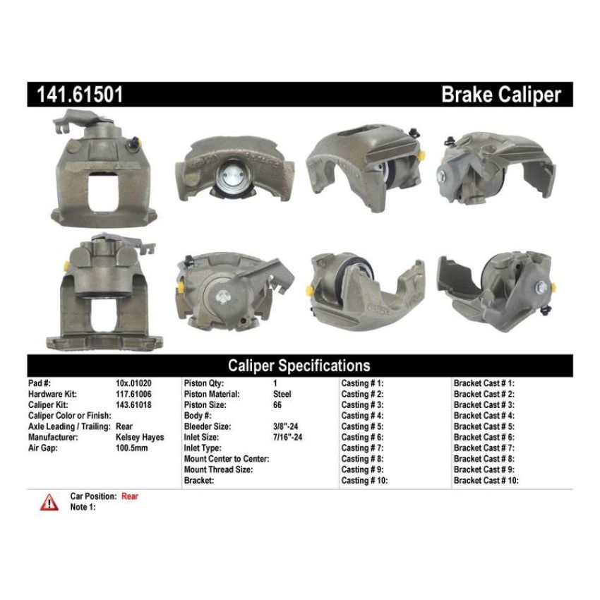 CENTRIC PARTS 141.61501 Centric Semi-Loaded Brake Caliper