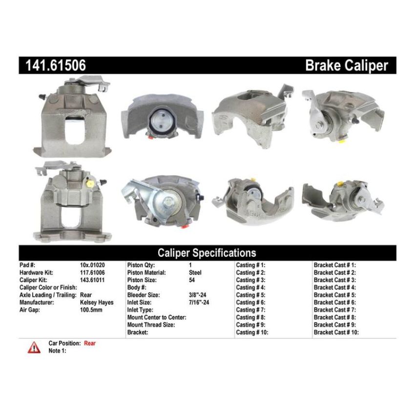 CENTRIC PARTS 141.61506 Centric Semi-Loaded Brake Caliper