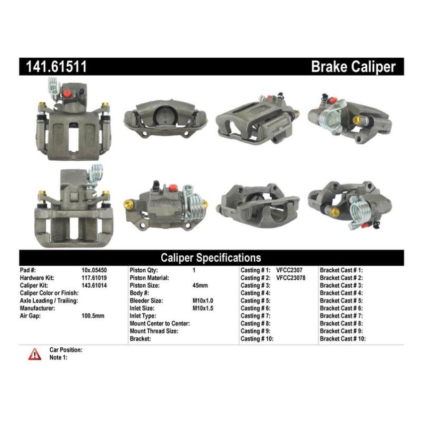 CENTRIC PARTS 141.61511 Centric Semi-Loaded Brake Caliper