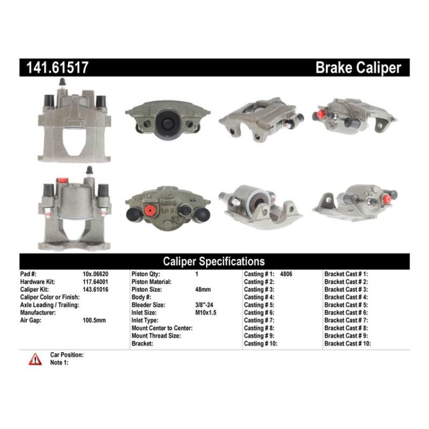 CENTRIC PARTS 141.61517 Centric Semi-Loaded Brake Caliper with New Phenolic Pistons