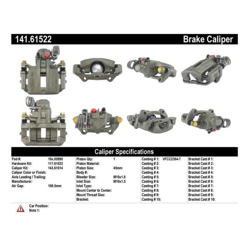 CENTRIC PARTS 141.61522 Centric Semi-Loaded Brake Caliper