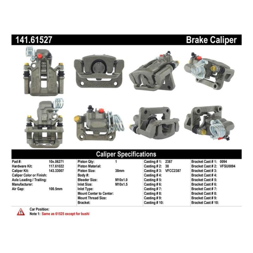 CENTRIC PARTS 141.61527 Centric Semi-Loaded Brake Caliper