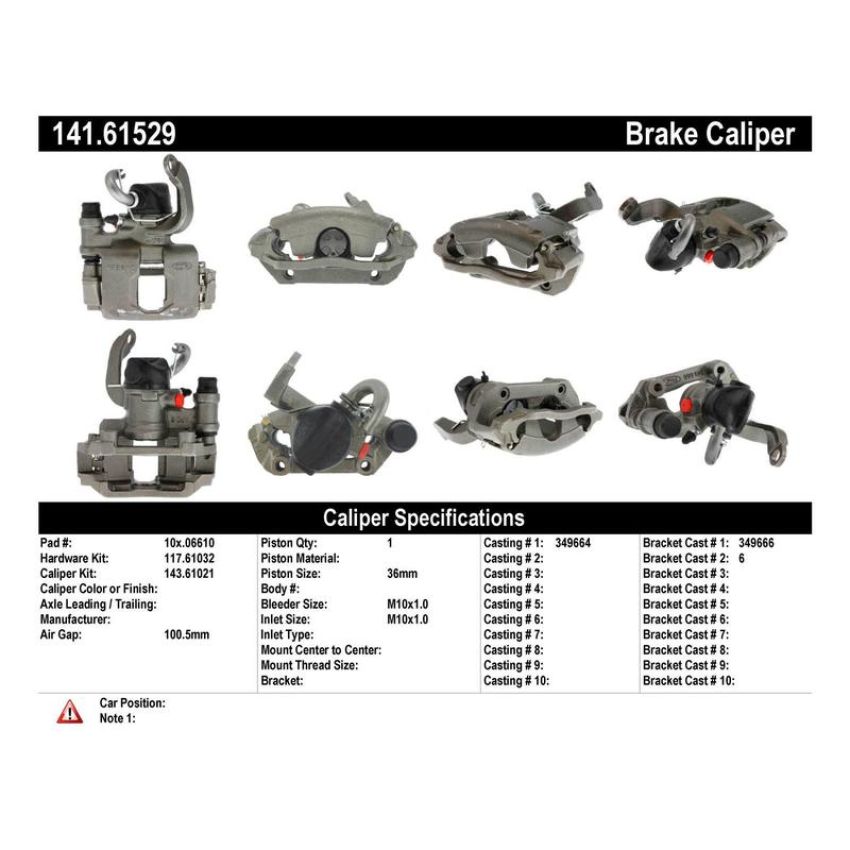 CENTRIC PARTS 141.61529 Centric Semi-Loaded Brake Caliper