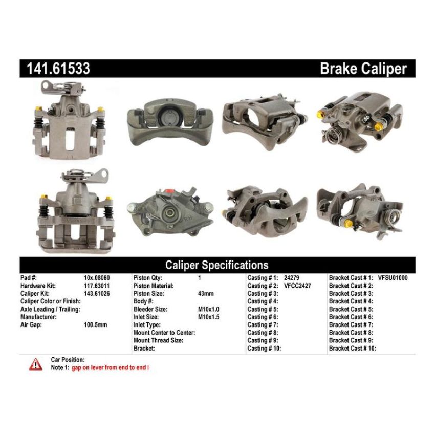 CENTRIC PARTS 141.61533 Centric Semi-Loaded Brake Caliper