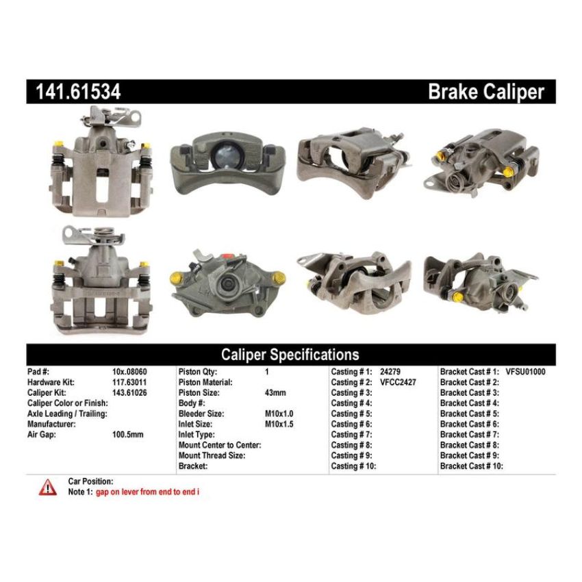 CENTRIC PARTS 141.61534 Centric Semi-Loaded Brake Caliper