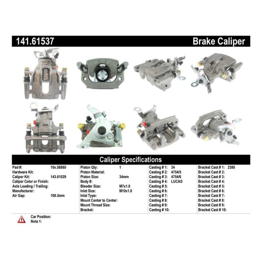CENTRIC PARTS 141.61537 Centric Semi-Loaded Brake Caliper