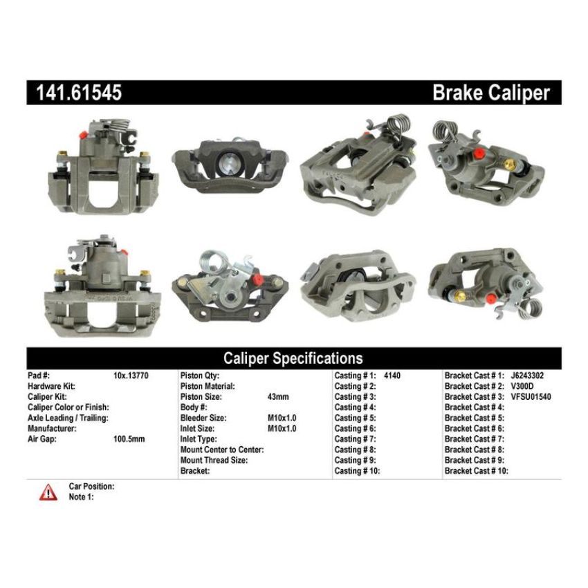 CENTRIC PARTS 141.61545 Centric Semi-Loaded Brake Caliper