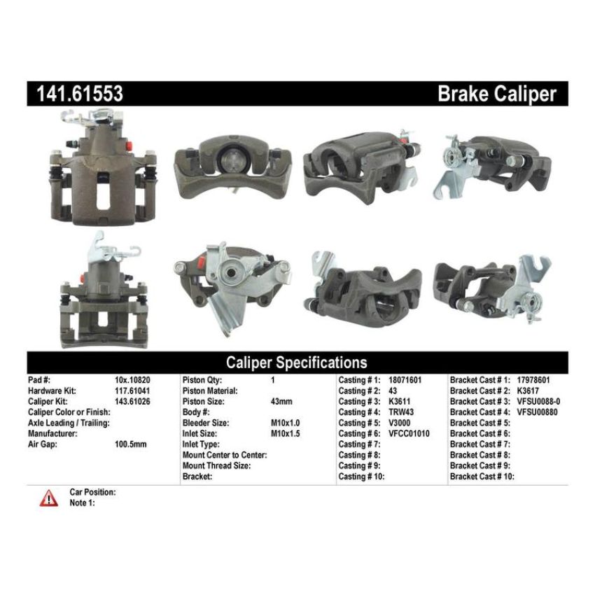 CENTRIC PARTS 141.61553 Centric Semi-Loaded Brake Caliper